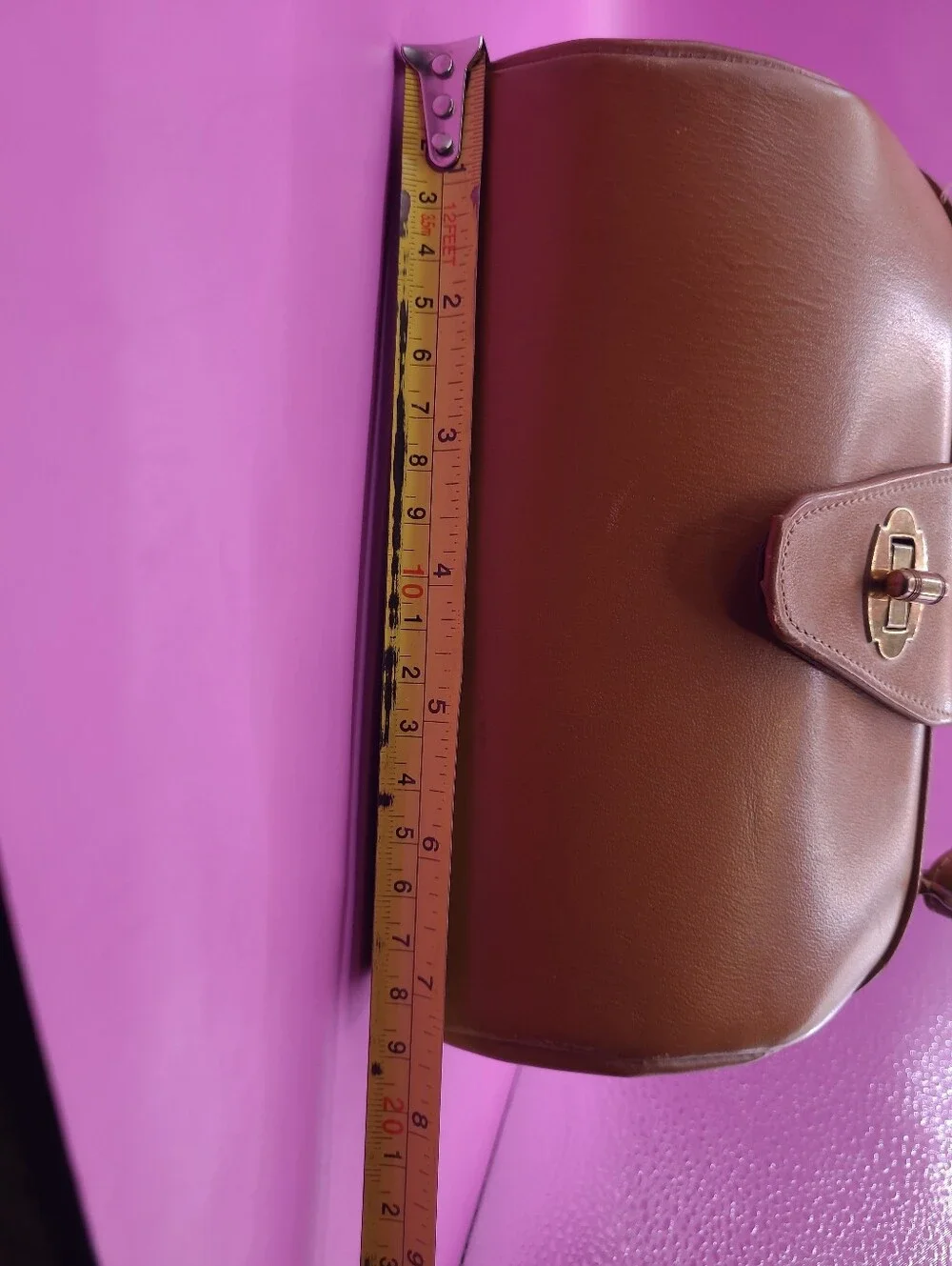 Vintage Cognac Leather Structured Doctor Bag with Gold‎ Hardware MARLOW